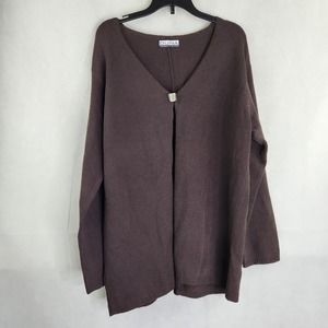 Duna Womens Button Cardigan Brown No size Tag Single Button Closure
